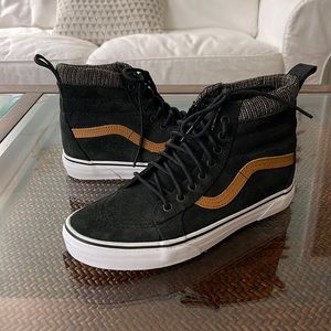Vans High Top, Black with Tan, Size 9 Women - 7.5 Men